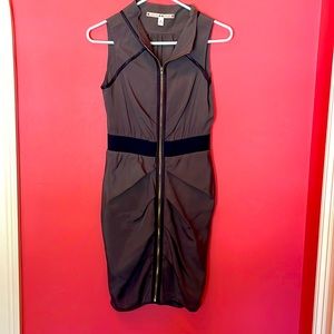 Olive w/ black trim Chelsea and Violet dress with zipper front, size S.